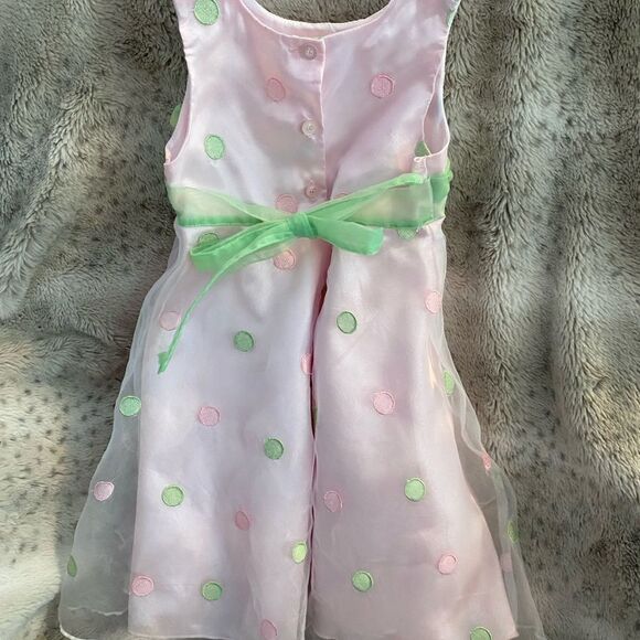 Pink Green Organza Party Dress 3T WonderKids - Picture 3 of 5